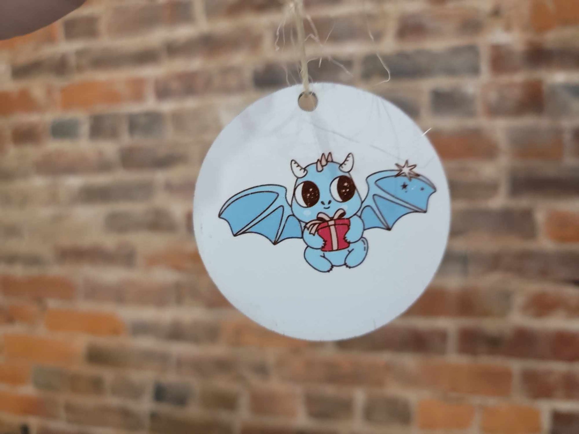 Dragon Little Monster Cute Cartoon Festive Cryptic Ornament Collector Mythical Printed Keychain Giftable Gift for Him Gift for her Wooden