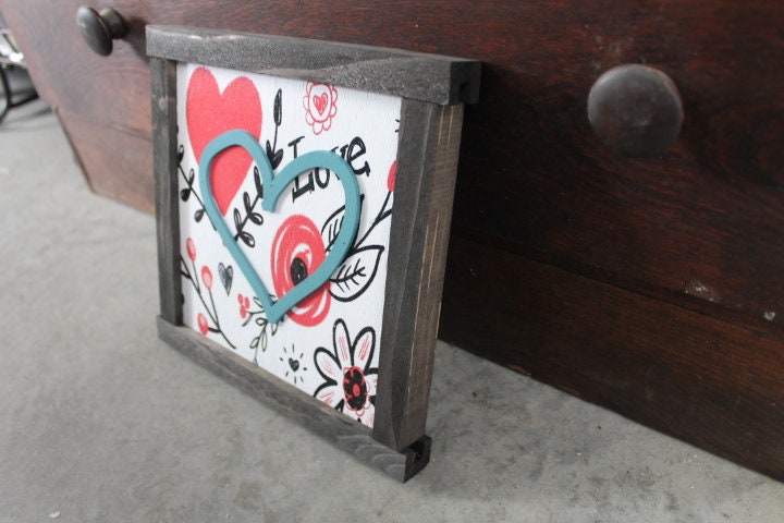 Heart Home Decor Handmade Valentines Day Holiday Seasonal Pink Love Laurel Wall Art Farmhouse Primitive Rustic