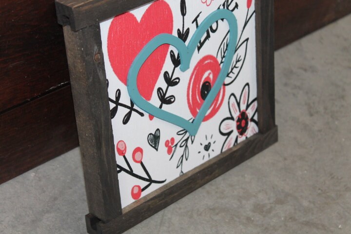 Heart Home Decor Handmade Valentines Day Holiday Seasonal Pink Love Laurel Wall Art Farmhouse Primitive Rustic