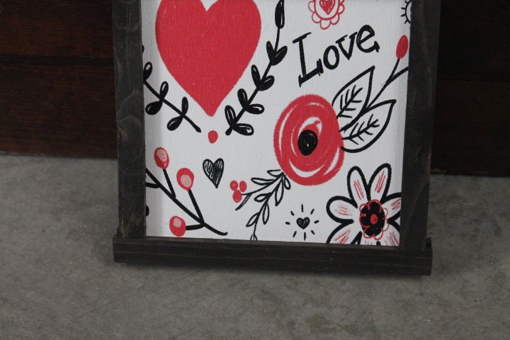 Heart Sign Print Home Decor Handmade Valentines Day Holiday Seasonal Pink Love Laurel Wall Art Farmhouse Primitive Rustic