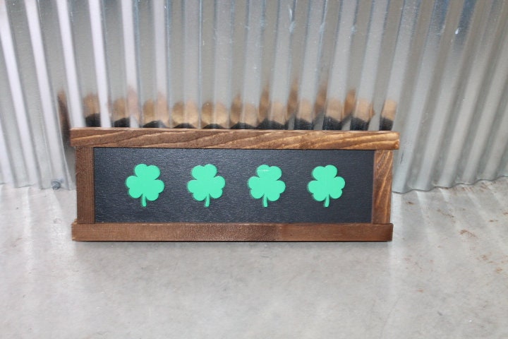 Clover 3 Leaf Luck St Patrick's Day Green Handmade Home decor Small Seasonal Wall Art Spring Lucky Celebrate Cute Cutout Raised Wood