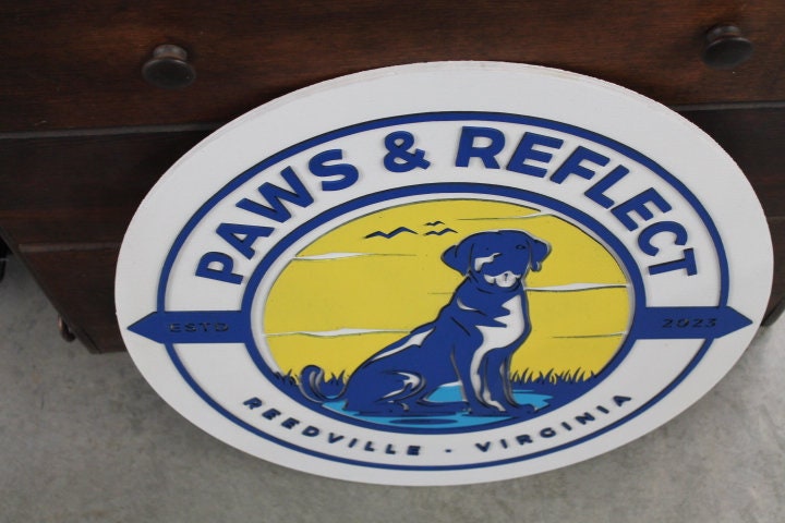 Labrador Dog Bird Dog Park Reflection Paws Lake Layered Sign Pet Custom Sign Round Business Commerical Signage Logo Circle Wooden Handmade