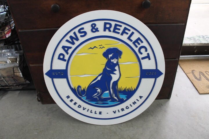 Labrador Dog Bird Dog Park Reflection Paws Lake Layered Sign Pet Custom Sign Round Business Commerical Signage Logo Circle Wooden Handmade