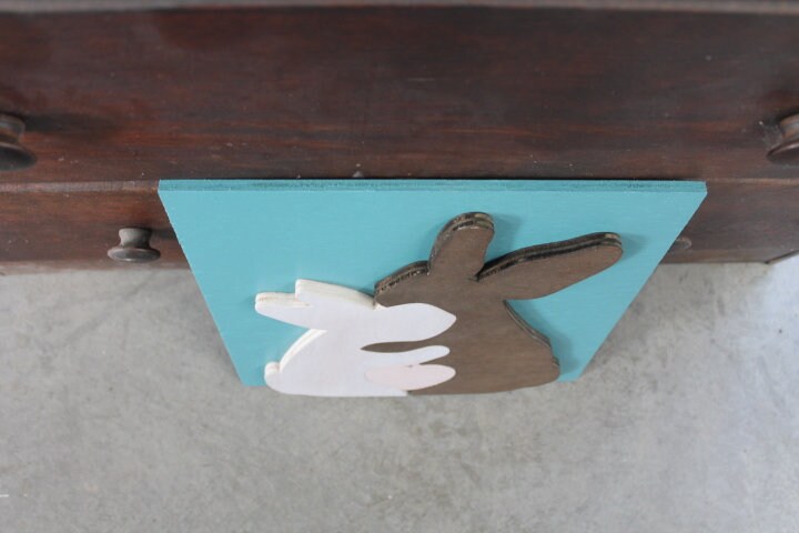 Bunny Rabbit Heart Blue Pink Family of 3 Handmade Family Easter Spring Nursery Decor 3D Raised Text Wall Décor Decoration Travel Primitive