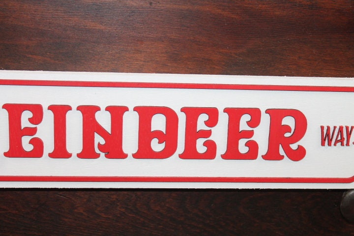 Reindeer Way Street Sign Directional Christmas Winter Santa Wooden Handmade Decor Prop Decoration Layered Sign 3D