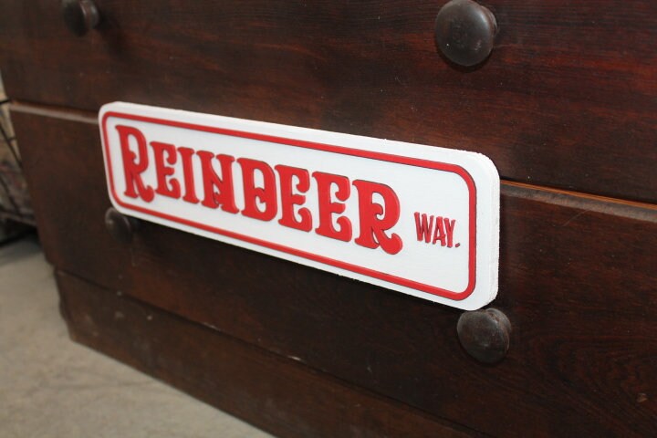 Reindeer Way Street Sign Directional Christmas Winter Santa Wooden Handmade Decor Prop Decoration Layered Sign 3D