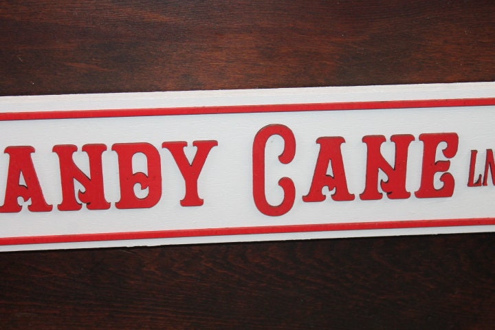 Candy Cane Lane Street Sign Directional Christmas Winter Santa Wooden Handmade Decor Prop Decoration Layered Sign 3D