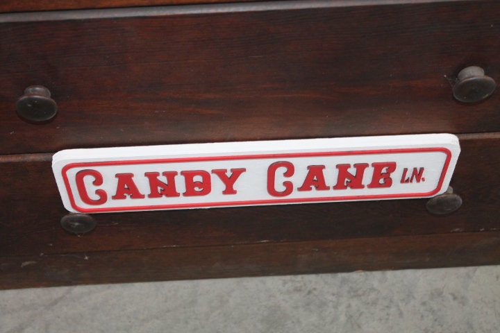 Candy Cane Lane Street Sign Directional Christmas Winter Santa Wooden Handmade Decor Prop Decoration Layered Sign 3D