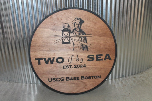 Nautical Sea Lantern Coast Guard USCG Custom Sign Round Base Sign Made to Order Store Front Small Shop Logo Circle Wooden Handmade