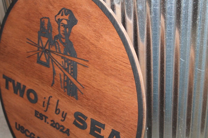 Nautical Sea Lantern Coast Guard USCG Custom Sign Round Base Sign Made to Order Store Front Small Shop Logo Circle Wooden Handmade