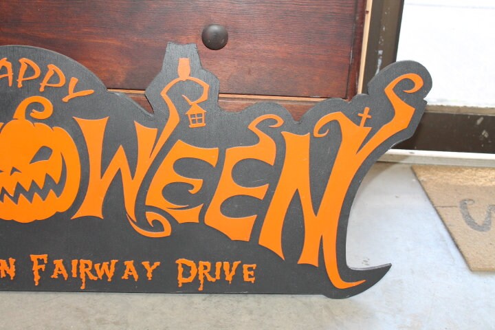 Customizable Text Happy Halloween Jack O Lantern Spooky Forest Black Cat Prop Wooden Decor Fall Autumn Decoration Sign Haunted Grave Yard