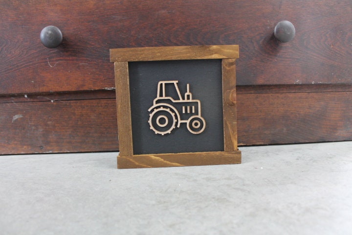 Tractor Boys Room Nursery Play room Farm Farmhouse Farmer Handmade Framed Wall Decor 3D Layered Laser cut wood sign