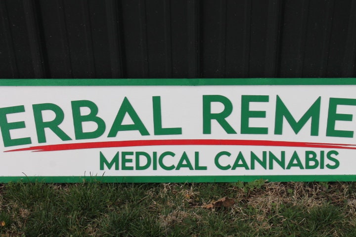 Medical Remedies Cannabis Dispensary Sign Wooden Handmade 3D Business Commerical Signage Herbal Layered Sign Single or Double sided