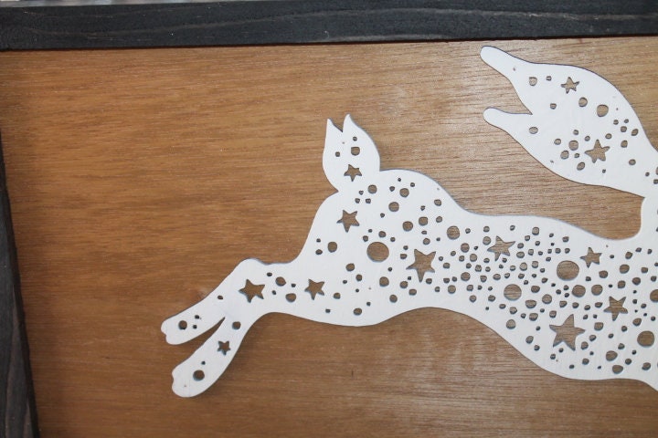 Bunny Rabbit Hare Stars Nursery Woodsy Woodland Fairy Tale Folk Running Wood Rustic Sign Farmhouse Unique Detailed Handmade Home decor