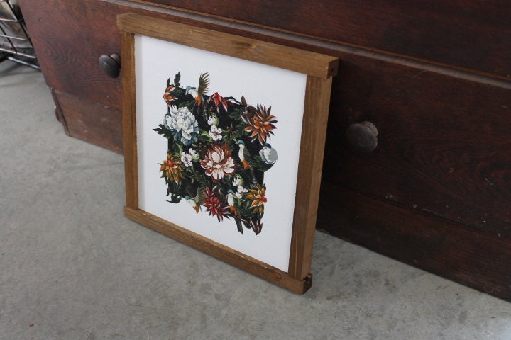 Peony Birds Black Bohemian Gothic Vintage Roses Boho Garden Bouquet Wood Sign Flowers Print Floral Text Wall Art Farmhouse Primitive Rustic