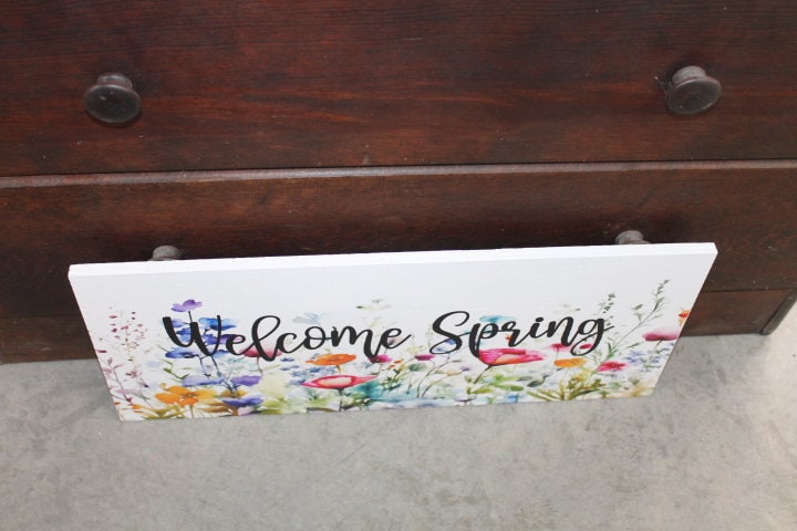 Welcome Spring Decor Garden Floral Flowers Handmade Colorful Unframed Inspiring Text 3D Raised Text Wall Decoration Primitive Rustic