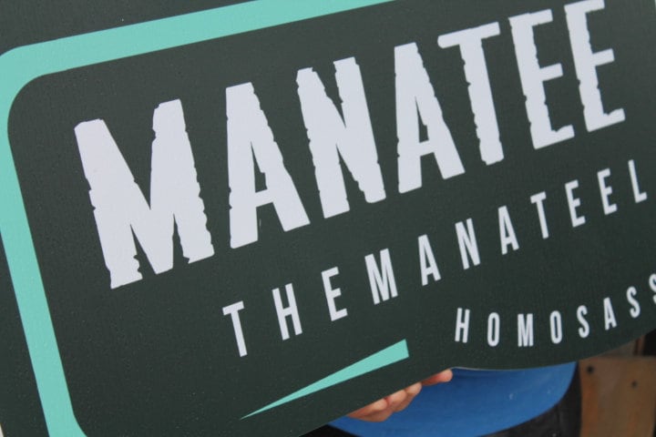 Custom Outdoor Sign Manatee Habitat Lodge Your Logo Enclosure Zoo Wildlife Center Sancturary PVC Textured Weatherproof Waterproof Fade Proof