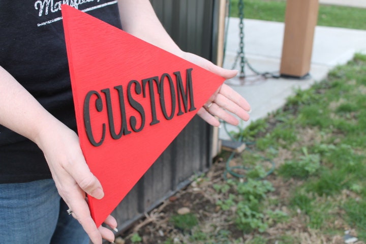 Custom Sports Team Pennant School Memorabilia Spirit Colors Wooden Flag Banner Pendant Handmade 3D Layered Unframed Pennon Championship