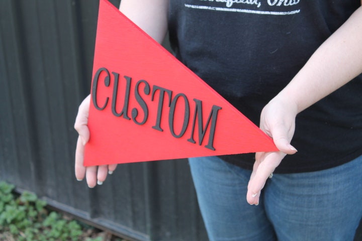 Custom Sports Team Pennant School Memorabilia Spirit Colors Wooden Flag Banner Pendant Handmade 3D Layered Unframed Pennon Championship