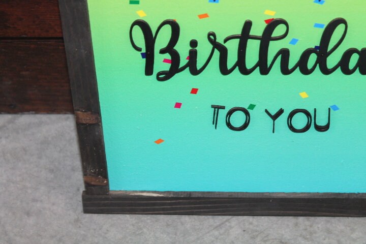 Happy Birthday Confetti Printed and Raised Sign Decor Party Special Event Celebration Handmade Wooden 3d Color Wall Art Decoration