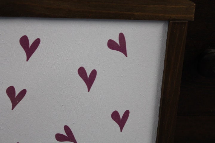 Love Little Hearts Pink Giftable Printed and Raised Sign Decor Party Valentine Cute Handmade Wooden 3d Color Wall Art Decoration