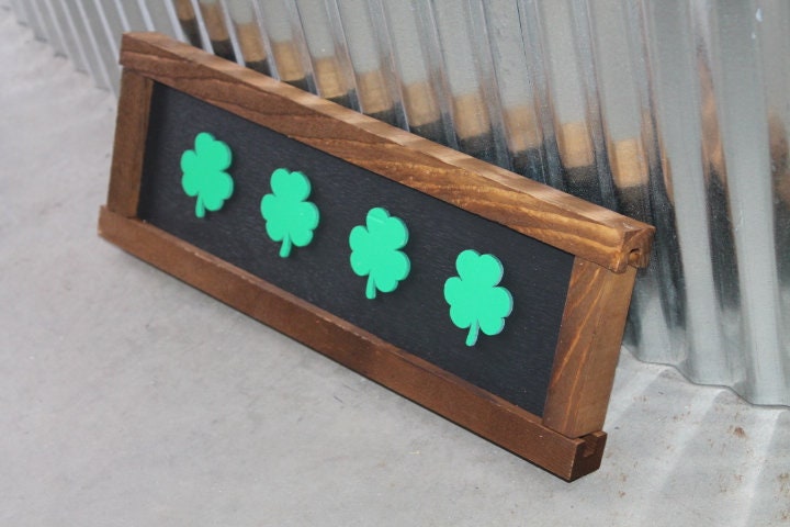 Clover 3 Leaf Luck St Patrick's Day Green Handmade Home decor Small Seasonal Wall Art Spring Lucky Celebrate Cute Cutout Raised Wood