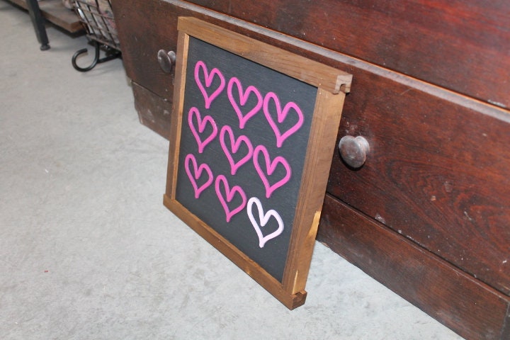 Heart Sign Valentines Day Girls Room Decor Handmade Home decor Hearts Chalkboard like Pink hearts Pattern Layering Sign Coffee Bar Farmhouse
