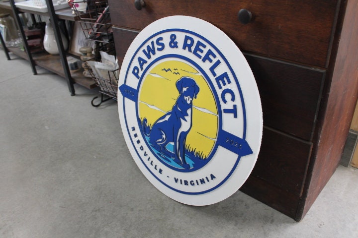 Labrador Dog Bird Dog Park Reflection Paws Lake Layered Sign Pet Custom Sign Round Business Commerical Signage Logo Circle Wooden Handmade