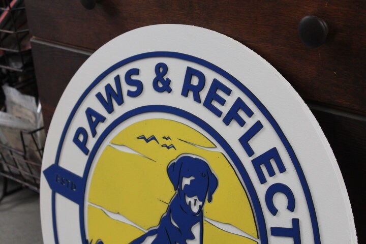 Labrador Dog Bird Dog Park Reflection Paws Lake Layered Sign Pet Custom Sign Round Business Commerical Signage Logo Circle Wooden Handmade