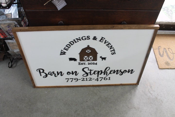 Wedding and Events Custom Business Sign Rectangle 3D Large Custom Indoor Outdoor Small Business Logo Laser Cut Wood Sign Barn Farm
