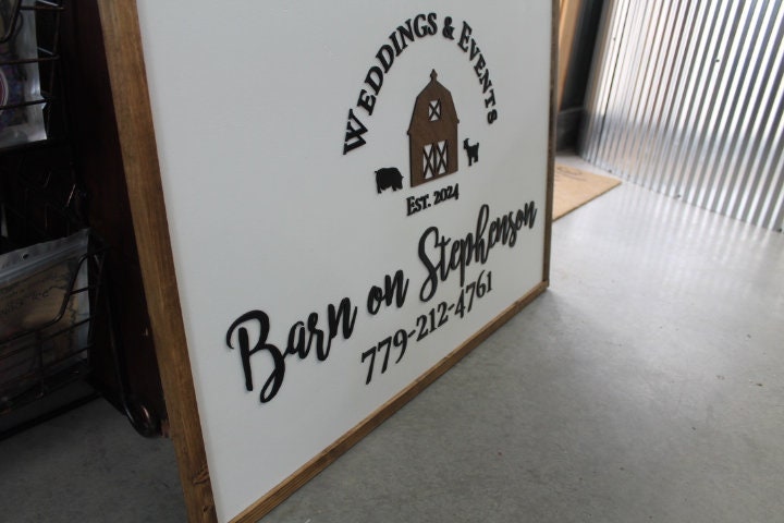 Wedding and Events Custom Business Sign Rectangle 3D Large Custom Indoor Outdoor Small Business Logo Laser Cut Wood Sign Barn Farm