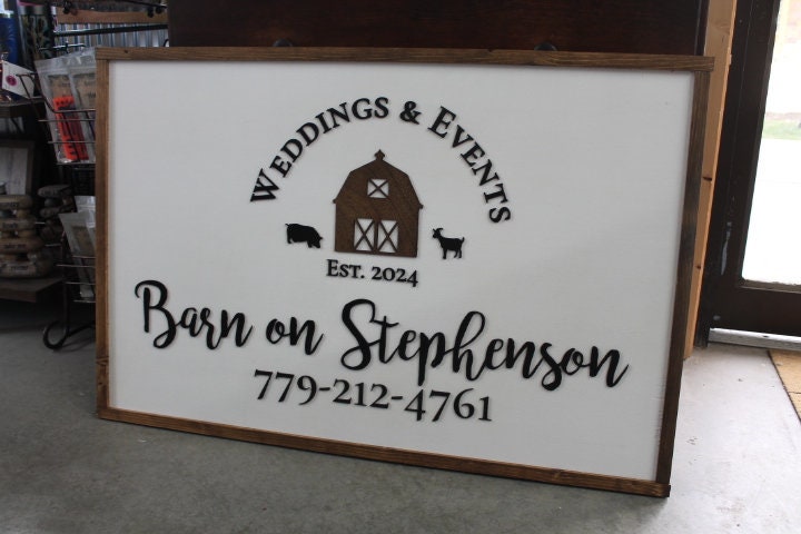 Wedding and Events Custom Business Sign Rectangle 3D Large Custom Indoor Outdoor Small Business Logo Laser Cut Wood Sign Barn Farm