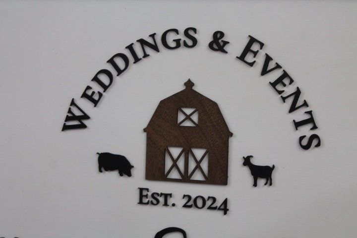 Wedding and Events Custom Business Sign Rectangle 3D Large Custom Indoor Outdoor Small Business Logo Laser Cut Wood Sign Barn Farm