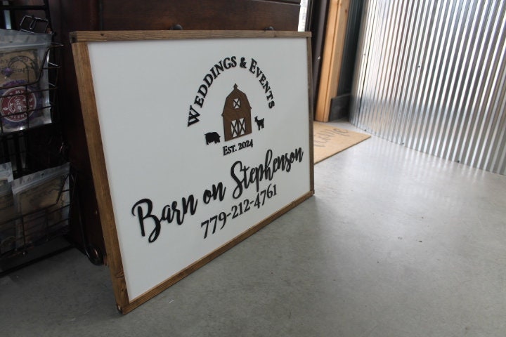 Wedding and Events Custom Business Sign Rectangle 3D Large Custom Indoor Outdoor Small Business Logo Laser Cut Wood Sign Barn Farm