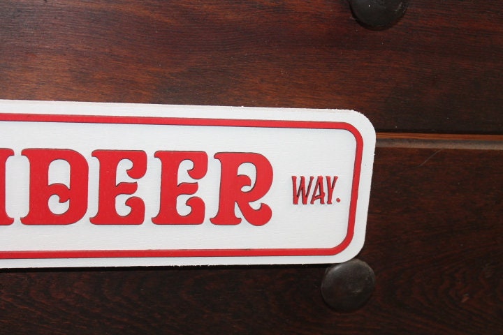 Reindeer Way Street Sign Directional Christmas Winter Santa Wooden Handmade Decor Prop Decoration Layered Sign 3D