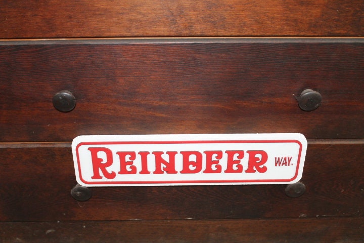 Reindeer Way Street Sign Directional Christmas Winter Santa Wooden Handmade Decor Prop Decoration Layered Sign 3D