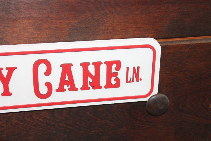 Candy Cane Lane Street Sign Directional Christmas Winter Santa Wooden Handmade Decor Prop Decoration Layered Sign 3D