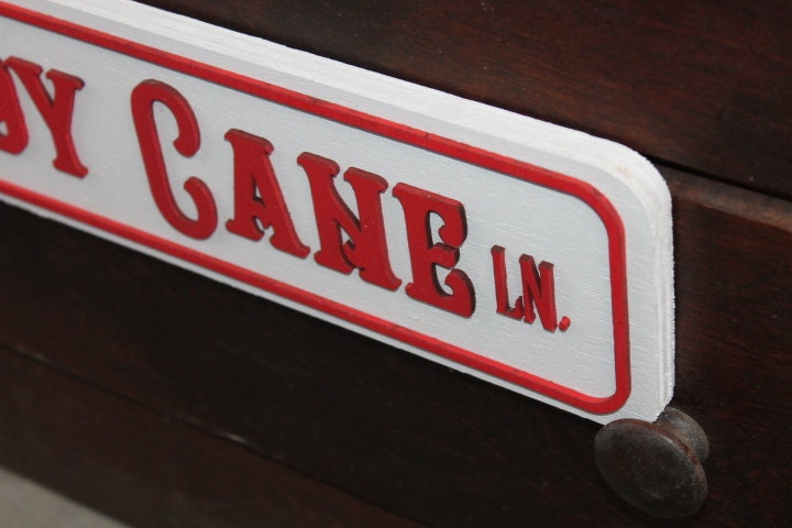 Candy Cane Lane Street Sign Directional Christmas Winter Santa Wooden Handmade Decor Prop Decoration Layered Sign 3D