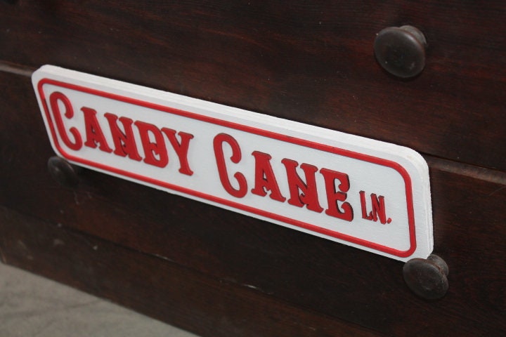 Candy Cane Lane Street Sign Directional Christmas Winter Santa Wooden Handmade Decor Prop Decoration Layered Sign 3D