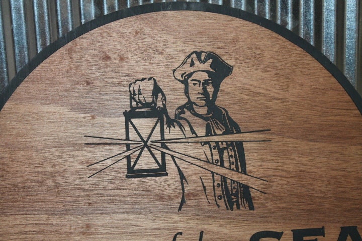 Nautical Sea Lantern Coast Guard USCG Custom Sign Round Base Sign Made to Order Store Front Small Shop Logo Circle Wooden Handmade
