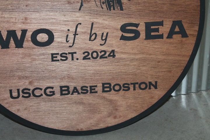Nautical Sea Lantern Coast Guard USCG Custom Sign Round Base Sign Made to Order Store Front Small Shop Logo Circle Wooden Handmade