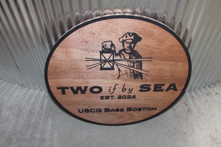 Nautical Sea Lantern Coast Guard USCG Custom Sign Round Base Sign Made to Order Store Front Small Shop Logo Circle Wooden Handmade