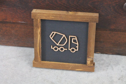 Cement truck Work Truck Things with wheels Boys Room Nursery Play room Handmade Framed Wall Decor 3D Layered Laser cut wood sign