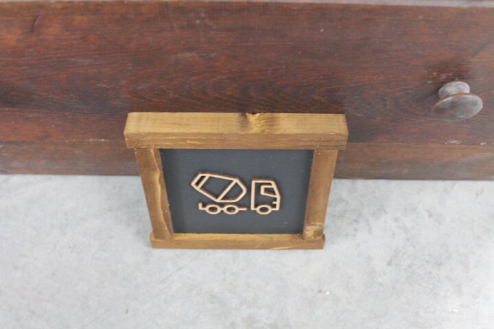 Cement truck Work Truck Things with wheels Boys Room Nursery Play room Handmade Framed Wall Decor 3D Layered Laser cut wood sign