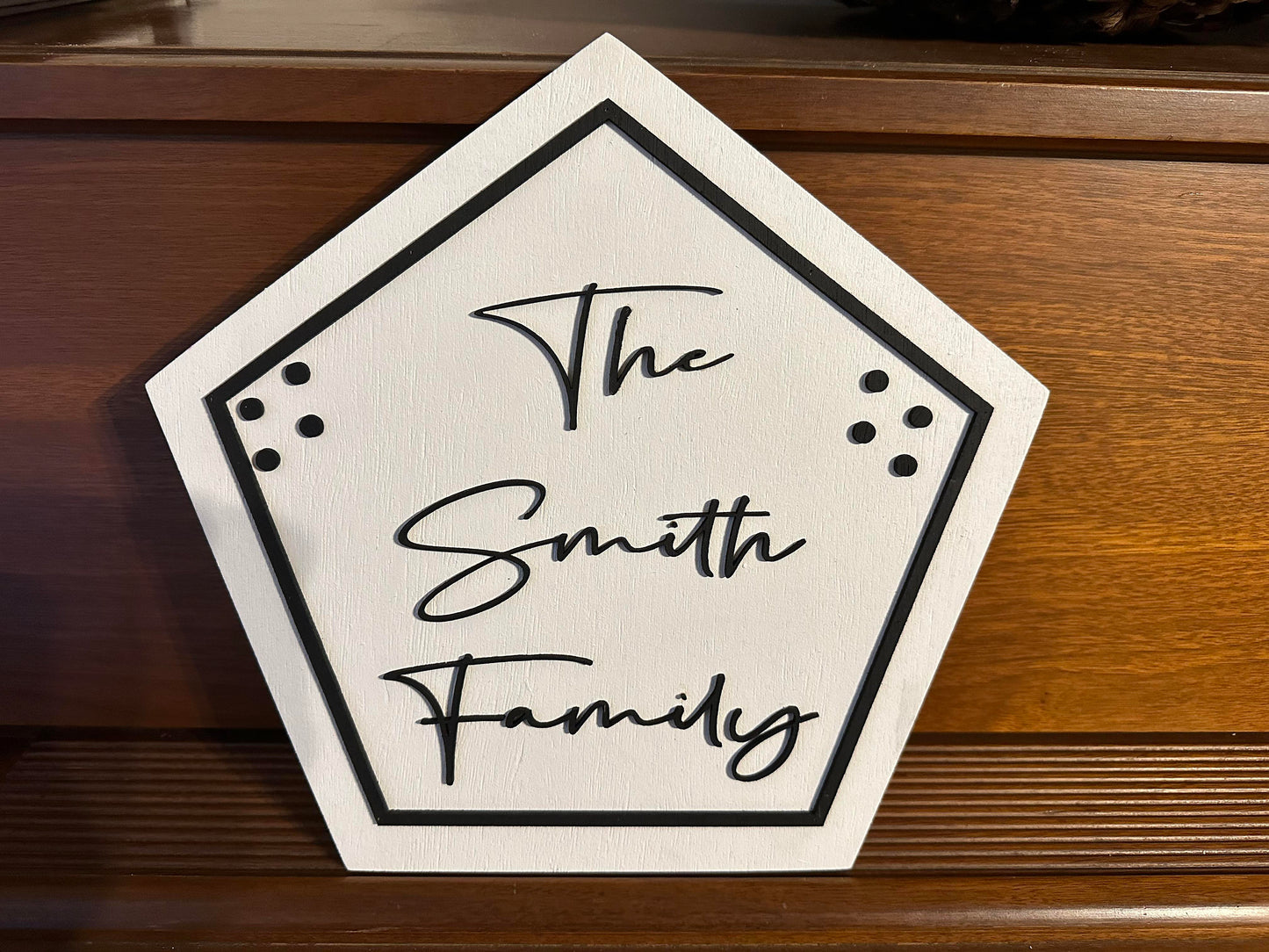 Custom Sign Family Name Personalized Contour Pentagon Home Simple Minimalist Gift House Warming Gift New Home Wedding Gift 3D Handmade