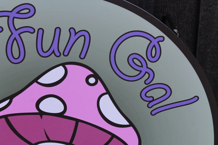 Greenhouse Mushroom Flowers Personalized Waterproof Sign Smooth Round Outdoor Ready for your Business Logo Great for hanging or wall mounted