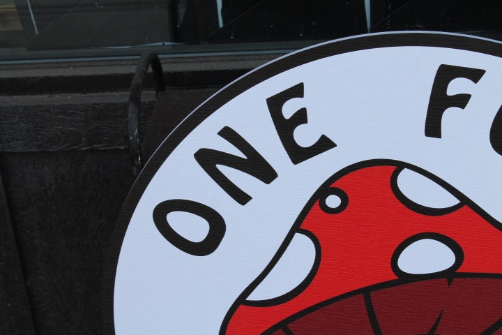 Mushroom Fungi Fungus Fun Guy Sunglasses Personalize Waterproof Sign Smooth Round Outdoor Business Logo Great for hanging or wall mounted