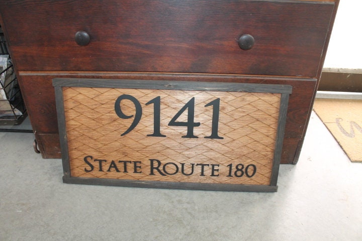 Custom Address Sign Chevron Herringbone Subway Tile Engraved Raised Personalized Home Street Sign Wooden Handmade Sign Layered Your Address