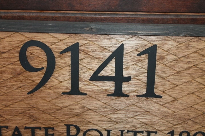 Custom Address Sign Chevron Herringbone Subway Tile Engraved Raised Personalized Home Street Sign Wooden Handmade Sign Layered Your Address