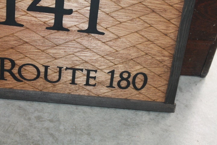 Custom Address Sign Chevron Herringbone Subway Tile Engraved Raised Personalized Home Street Sign Wooden Handmade Sign Layered Your Address